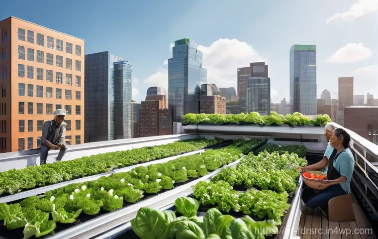 도시 식량 정의의 새로운 패러다임 - **Prompt 1: Urban Rooftop Oasis - Vertical Farming and Community Spirit**
A vibrant, sun-drenche...