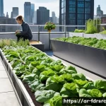 Home 22 도시 식량 정의에 대한 전문가 인터뷰 - **Prompt 1: Urban Rooftop Oasis**
A vibrant, sun-drenched rooftop garden on a modern high-rise b...
