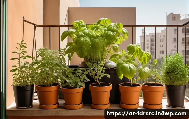 도시 농업 시작하기 기초와 경험 공유 - A cozy urban balcony garden in a Middle Eastern apartment, featuring a small space about one square ...
